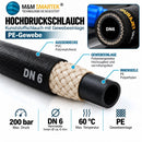 Aufbau des DN6-Hochdruckschlauchs mit PE-Gewebeeinlage, 200 bar und 60 °C