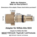 Maßzeichnung des Steckadapters für Nilfisk Alto Stihl mit Anschlussmaßen