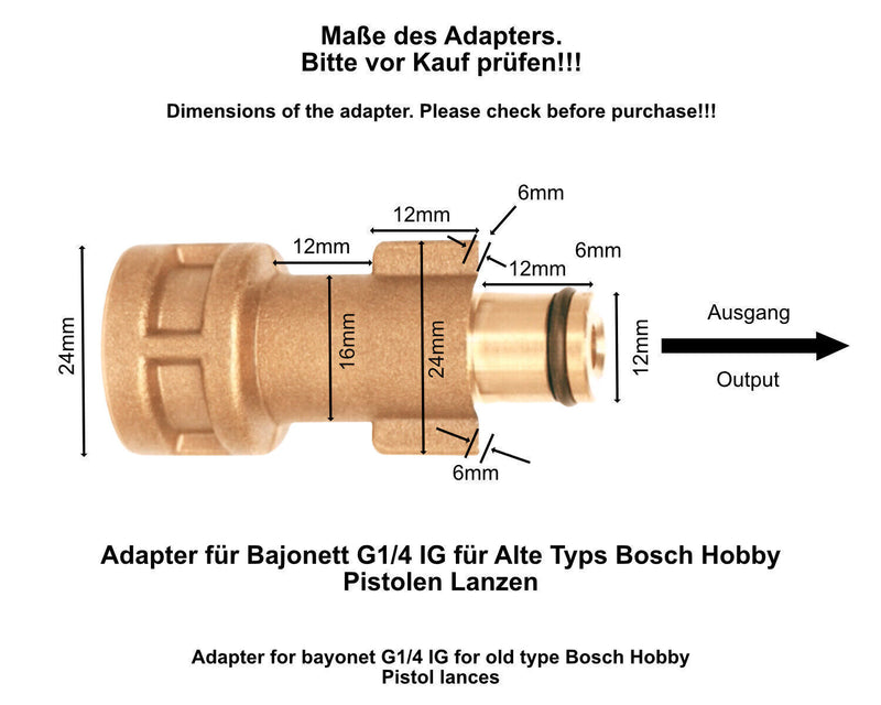 Adapter für Kärcher Quick Connect, Parkside, Black&Decker, Lavor mit 1/4" IG