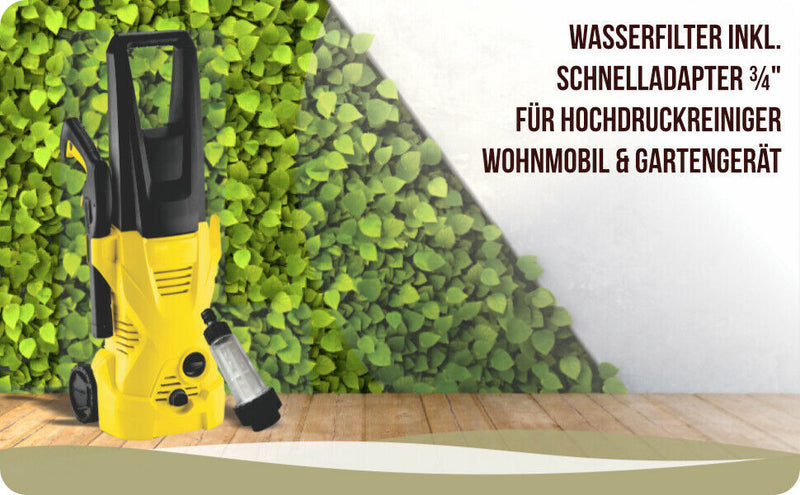 Wasserfilter für Hochdruckreiniger Gartenpumpe Wohnmobil ¾ inkl Schnelladapter