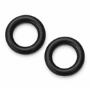 Zwei schwarze O-Ring-Dichtungen für einen Quick-Connect-Schlauchanschluss vor weißem Hintergrund.