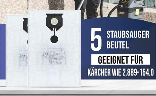 15x Vlies Staubsaugerbeutel für Kärcher wie 2.889-154.0 Kärcher NT 30/1 30 L 30L Vlies