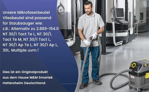 15x Vlies Staubsaugerbeutel für Kärcher wie 2.889-154.0 Kärcher NT 30/1 30 L 30L Vlies
