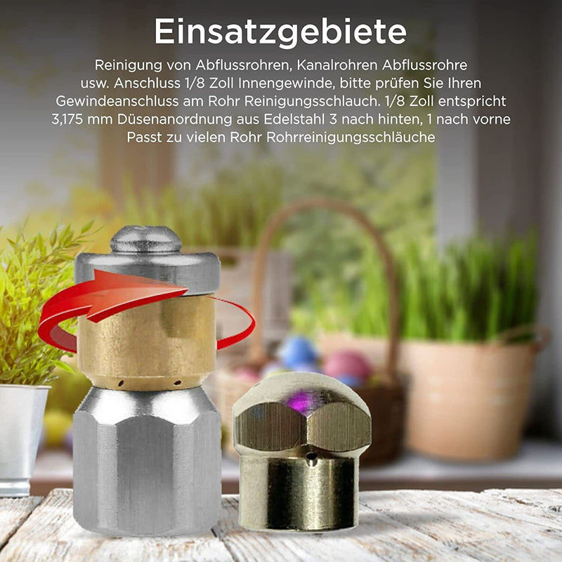 SET Rohrreinigungsdüsen 1/2" 1/4" 1/8" 3/8" starr & rotierend für Rohrreinigung