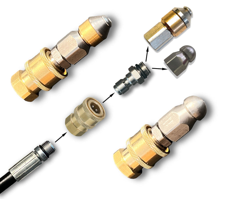 Pipe cleaning nozzle rotating / rigid 1/4" IG for Kärcher Nilfisk quick coupling 