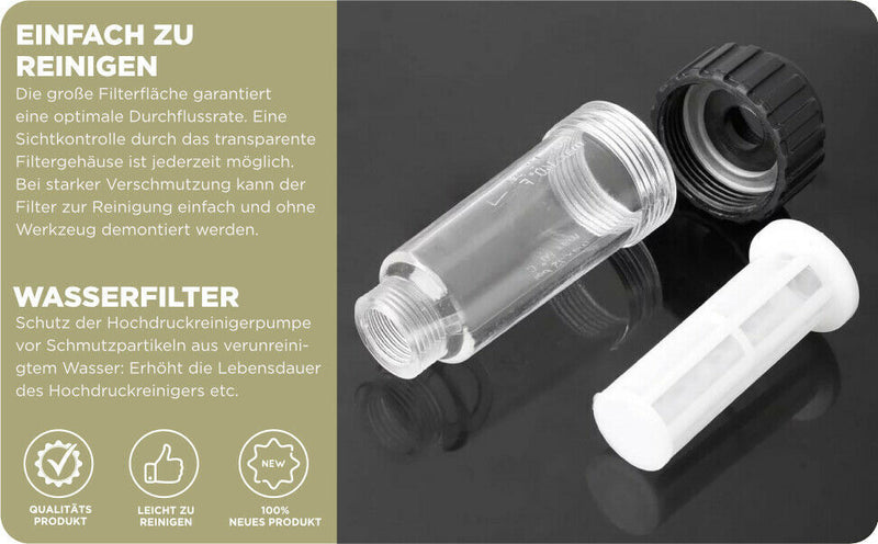Wasserfilter für Hochdruckreiniger Gartenpumpe Wohnmobil ¾ inkl Schnelladapter