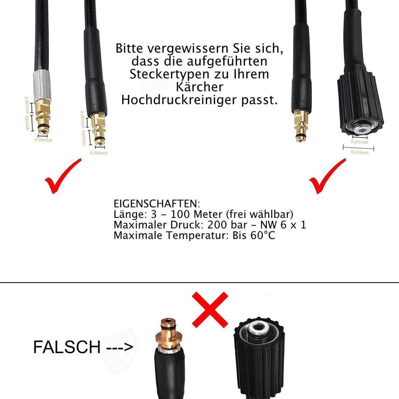 High pressure hose for KÄRCHER K2 K3 K4 K5 K6 K7 Made in GERMANY like 2.641-706.0