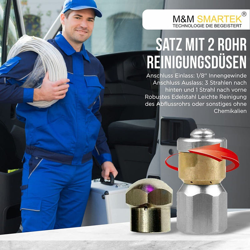 SET Rohrreinigungsdüsen 1/2" 1/4" 1/8" 3/8" starr & rotierend für Rohrreinigung