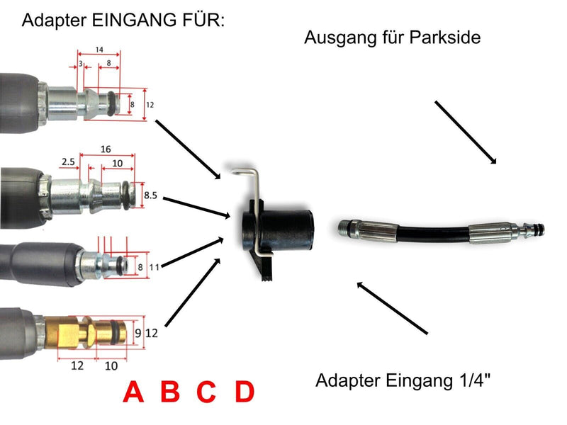 Hose connector adapter for Kärcher Bosch Nifisk Parkside Black &amp; Decker etc.
