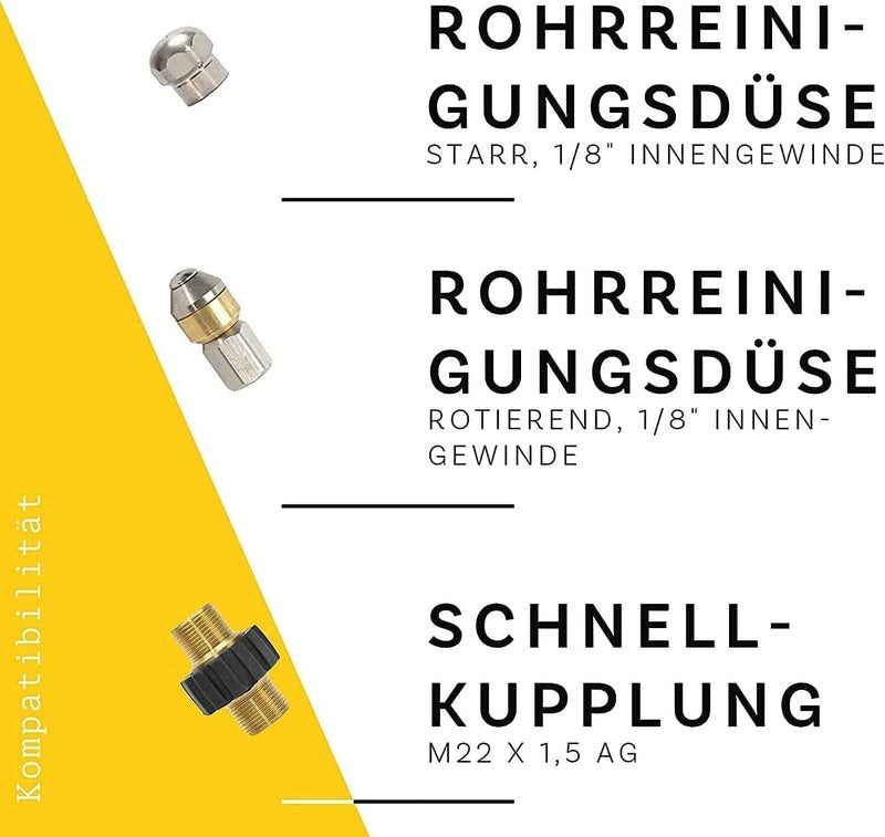 Rohrreinigungsschlauch für Kärcher Kränzle NILFISK ALTO WAP HD HDS (9-Teilig)