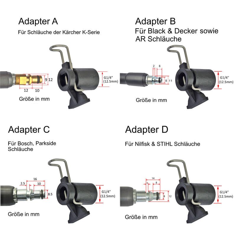 Schlauchverbinder Adapter für Kärcher Bosch Nifisk Parkside Black & Decker etc.