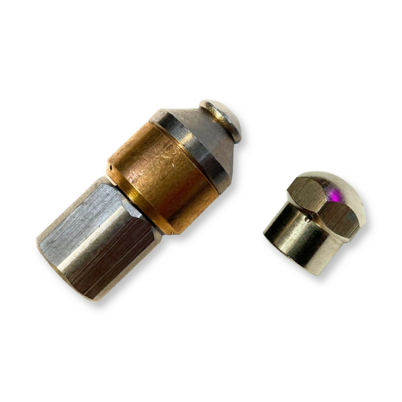 Pipe cleaning nozzle SET pointed 1/8" rigid rotating pipe cleaning hose 2 pieces