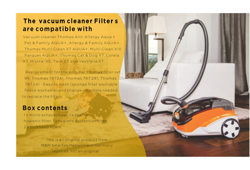 Set of 5 filters suitable for Thomas AQUA+ Anti Allergy, Family &amp; AQUA+ Pet