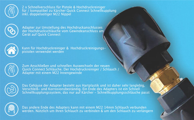 2x quick release for high pressure cleaner &amp; for gun Kärcher Quick Connect