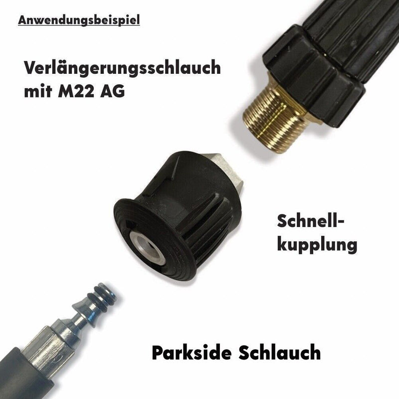 Adapter für Parkside Hochdruckreiniger mit Quick Connect auf M22 Innengewinde