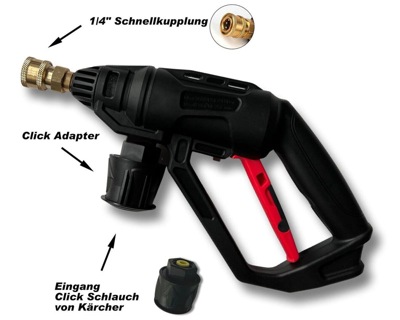 High pressure gun for Kärcher etc. &amp; 6 in 1 nozzle quick coupling click adapter