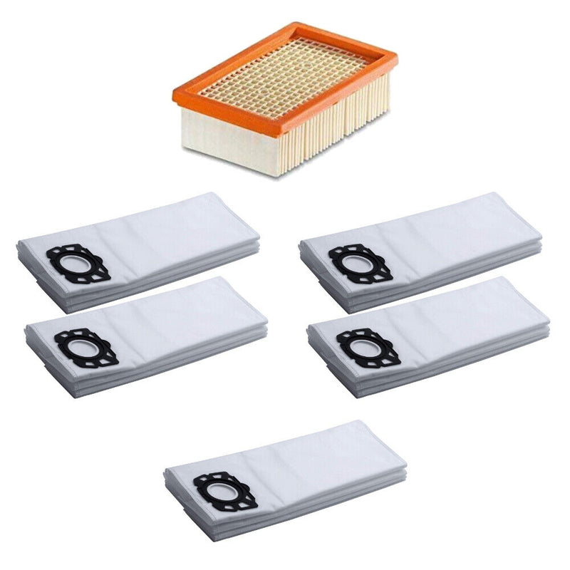 1x flat pleated filter for KÄRCHER - replaces 2.863-005.0 &amp; 15x vacuum cleaner bags