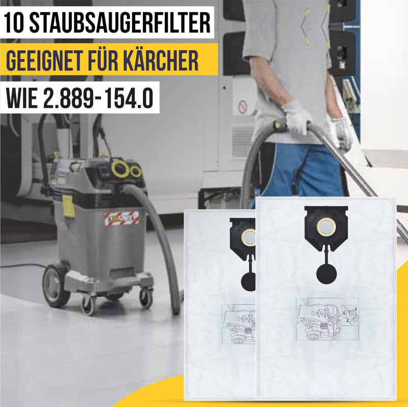 10 bags &amp; 1x filter suitable for Kärcher 2.889-154.0 Kärcher NT 30/1 30 L 30L