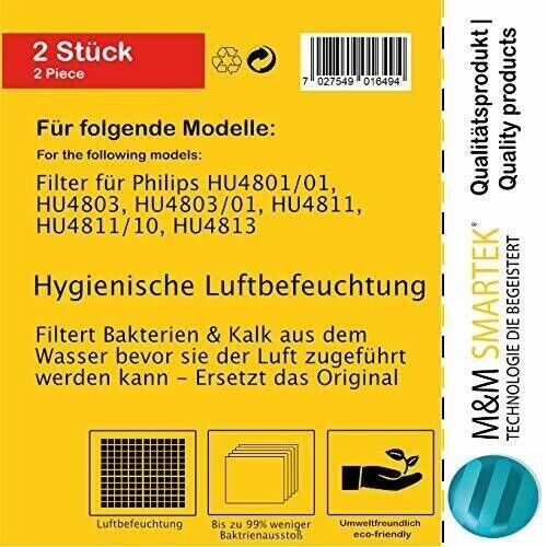 4x replacement air filters for Philips humidifier HU4813/10, HU4813, HU4102/01