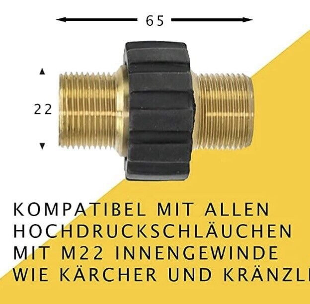 Hochdruck Schlauchverbinder M22 AG für Kärcher und Kränzle Hochdruckreiniger