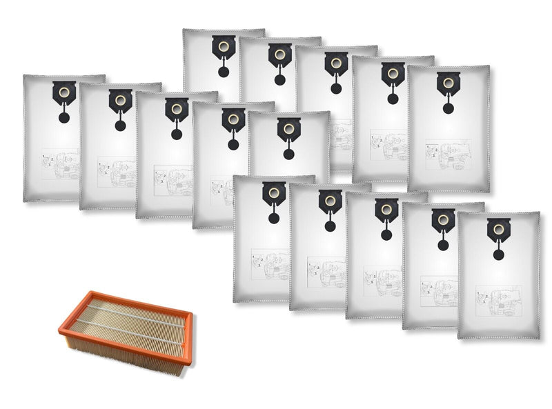 15 Beutel & 1x Filter geeignet für Kärcher 2.889-154.0 Kärcher NT 30/1 30 L 30L