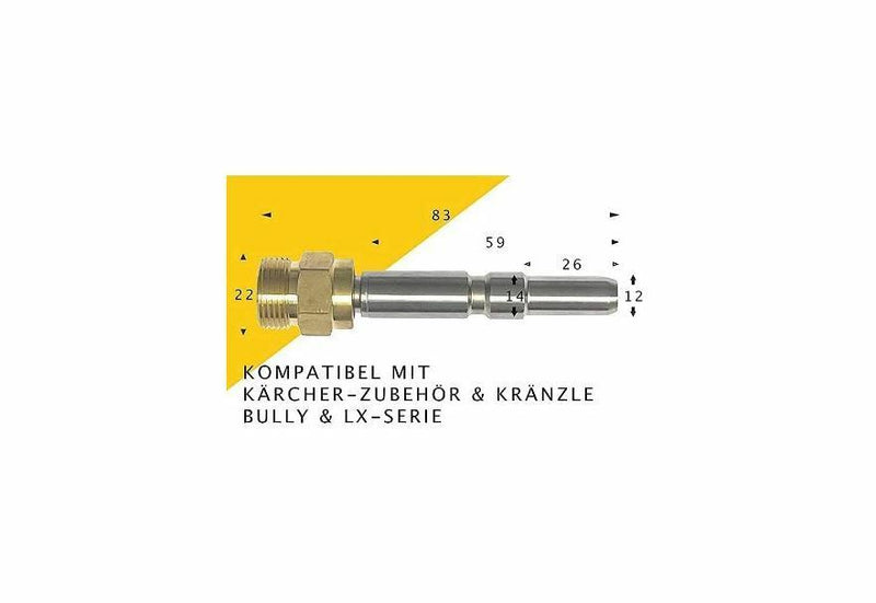 Adapter KEW: M22 x 1.5 AG stainless steel VA for EW, WAP, Alto, Nilfisk, Kränzle