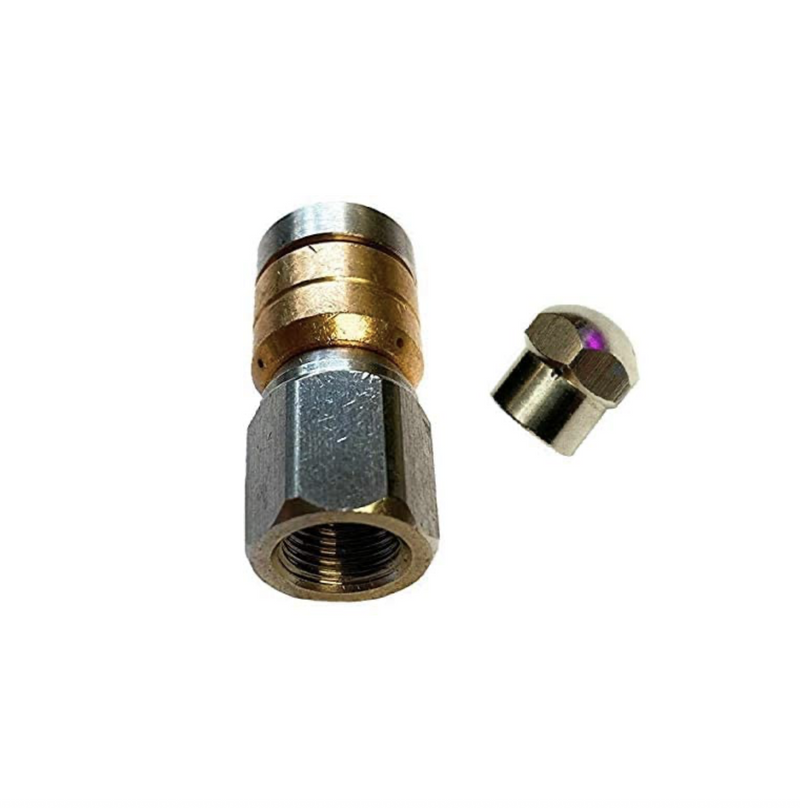 2er SET Rohrreinigungsdüse 1/8" starre &  rotierende für Rohrreinigungsschlauch