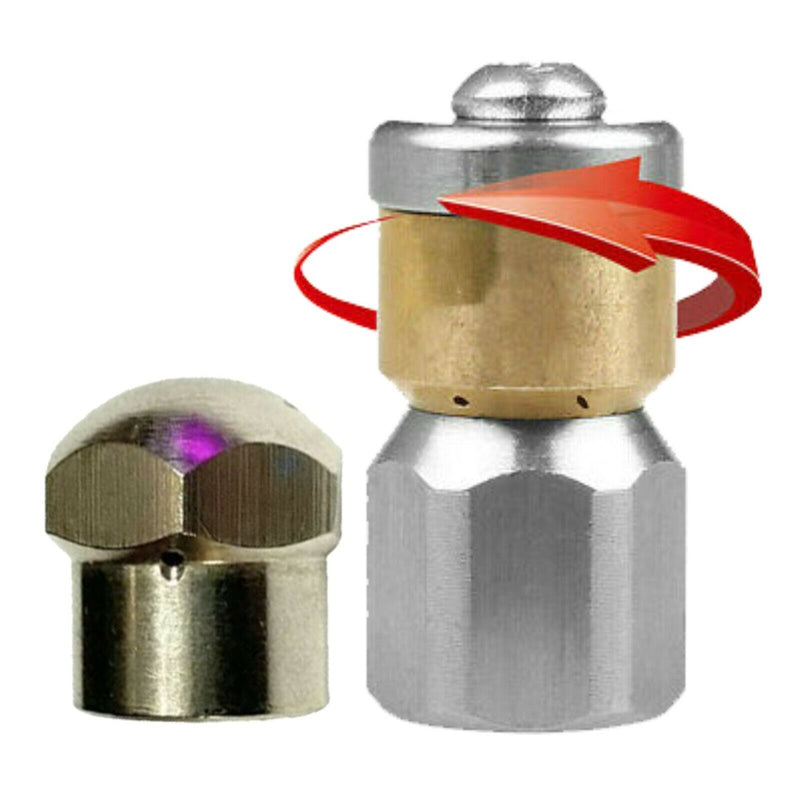Pipe cleaning nozzle for Kärcher etc. SET 1/8" rigid &amp; rotating pipe cleaning