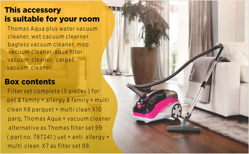 10x bags + filter set suitable for Thomas AQUA Pet + Family Anti Allergy