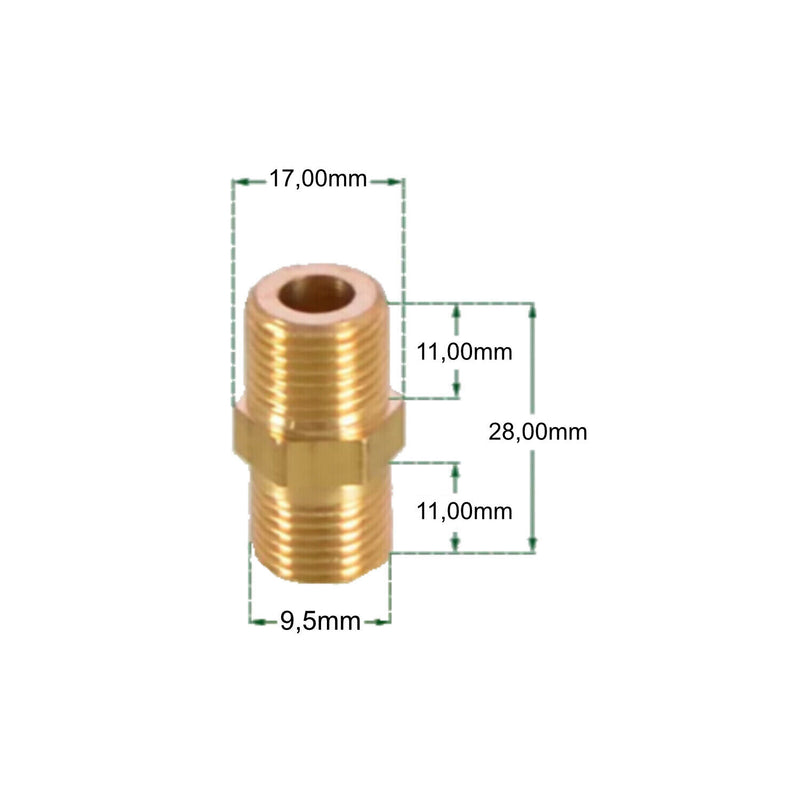 Threaded nipple double nipple 1/8" AG x 1/8" inch AG flat sealing brass adapter