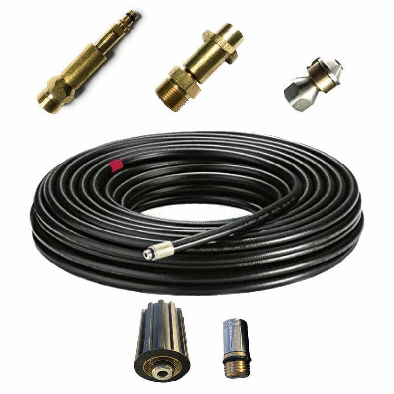 8m Rohrreinigungsschlauch Set Profi 4-teilig für Kärcher Workzone Aldi Craft HD